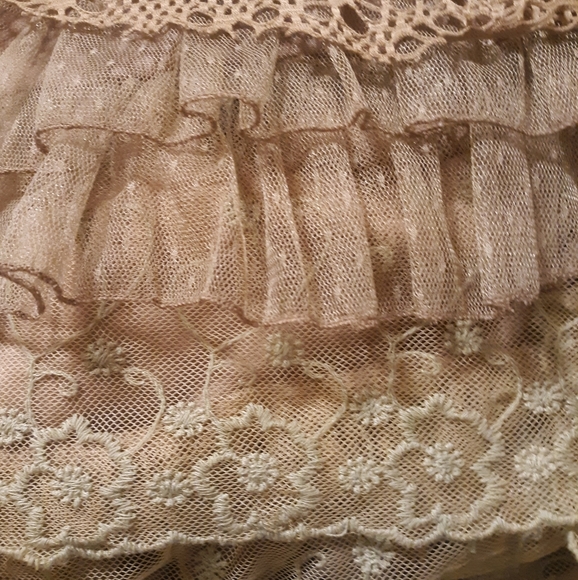 Pretty angel linen layered lace tunic top sz small *D4 - Picture 5 of 11